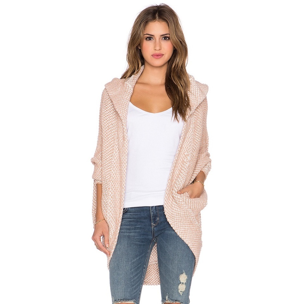 Free People Chunky Knit Cardigan Light Pink